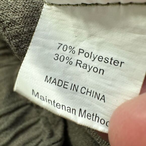 Anrabess Women’s Green High Rise Wide Leg Linen Blend Pants Size Large - Picture 7 of 12